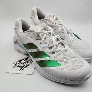 Mens Size 9.5 Adidas Tennis Shoes Ubersonic 5 Low Top White Green Gold JP5775